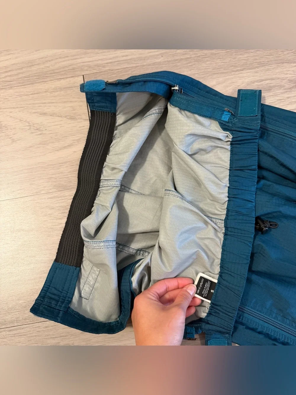 Patagonia Vintage, Full Zip, Rain Windbreaker Pants, Outdoor Shell Blue | W S